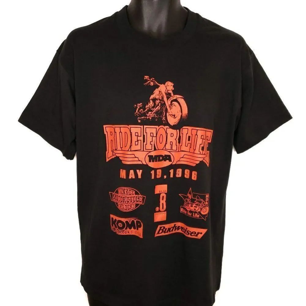 Ride For Life MDA T Shirt Vintage 90s 1996 Muscular Dystrophy Association Bud